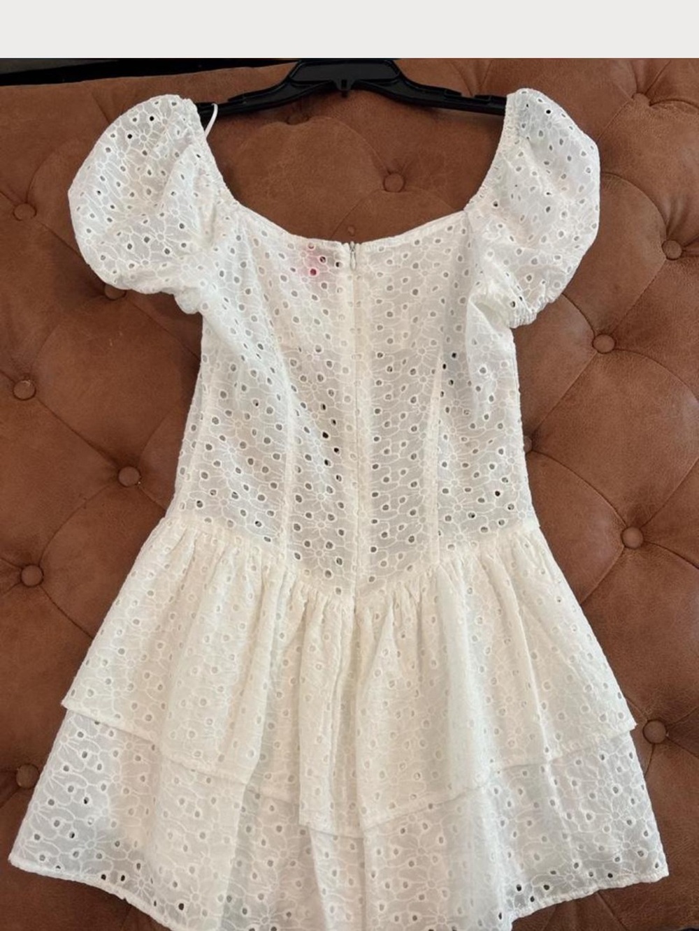 Women’s  White Eyelet Puff Sleeve Dress
